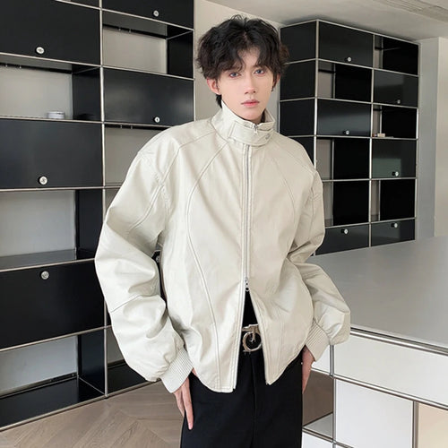Load image into Gallery viewer, Fashion Men&#39;s Jackets Stand Collar Casual Solid Color Double-ended Zipper Loose Personalized Male Short Tops 9C9278
