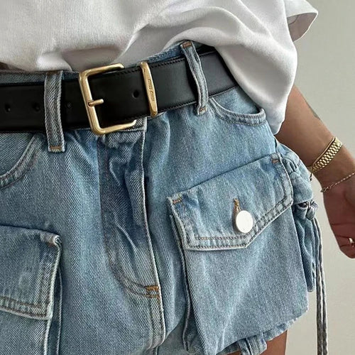 Load image into Gallery viewer, Patchwork Belt Skirts For Women High Waist Spliced Pocket Casual A Line Summer Solid Skirt Female Fashion
