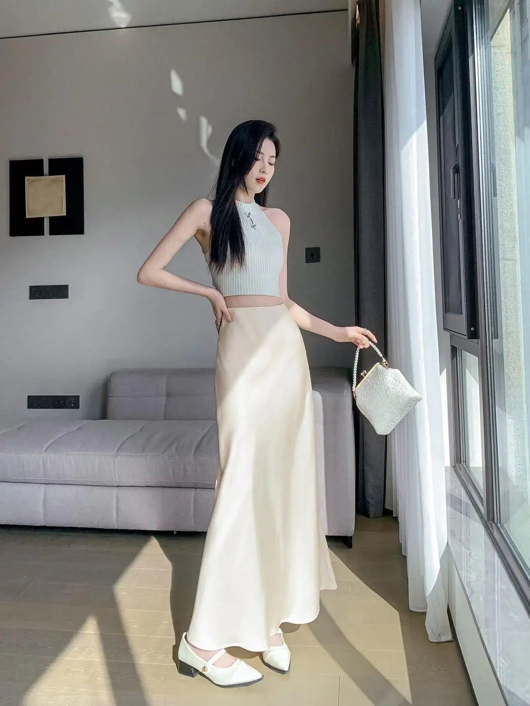Beige Simplicity Vacation Wrap Hip Long Skirt Women Sexy Black Elegant High Waist Mermaid Skirt Spring Summer Streetwear Fashion