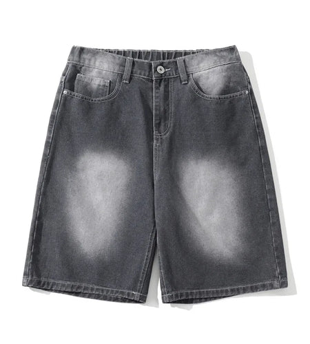 Men's Denim Shorts High Street New American Style Gradient Color Simple Distressed Trendy Straight Leg Male Clothing 9W1808