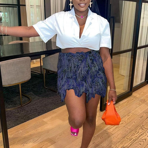 Load image into Gallery viewer, Colorful Tassel Skirts Peach Hip Women Thin Knit Wild Sexy Midnight Summer Trend Stretch Skinny Party Streetwear Bodycon
