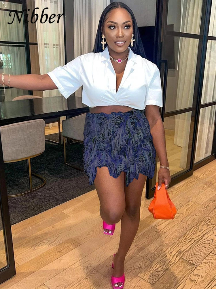 Colorful Tassel Skirts Peach Hip Women Thin Knit Wild Sexy Midnight Summer Trend Stretch Skinny Party Streetwear Bodycon