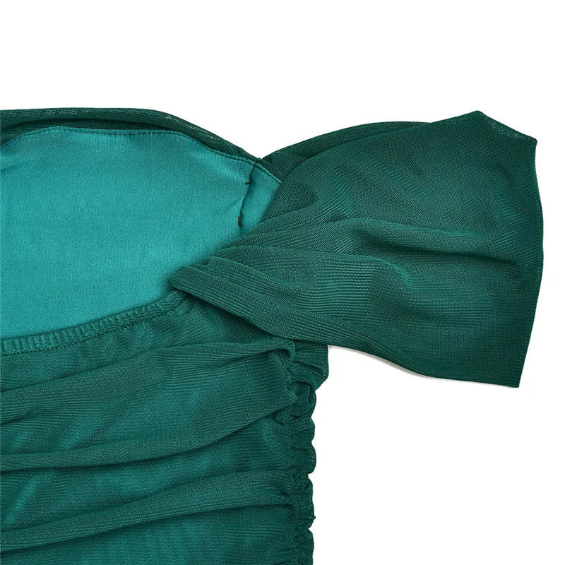 Elegant Off-shoulder Bodycon Maxi Dress Women Two Layer Mesh Fashion Strapless Backless Night Club Party Sexy Dress