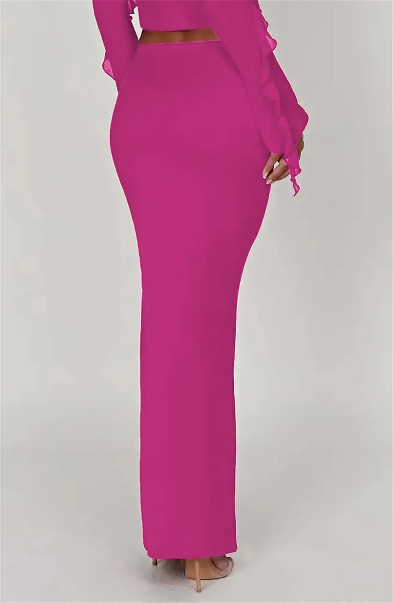 Thickened Fabric Sexy Maxi Skirt Women 2023 Autumn Winter New Solid High Waist Skinny Club Party Long Skirt Elegant