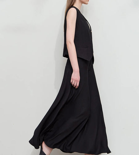 Minimalist Top Female Summer Office Lady Combination V-Neck Vest Solid Jacket Separately Long Skirt Women Clothing 12542277