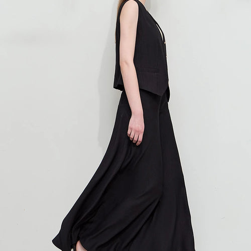 Load image into Gallery viewer, Minimalist Top Female Summer Office Lady Combination V-Neck Vest Solid Jacket Separately Long Skirt Women Clothing 12542277
