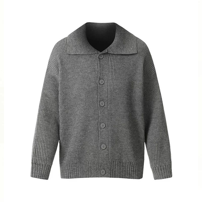 Trendy Male Sweater Spring Lapel Solid Color Design Menwear American Style Knitting Men Clothing Spring Trend 9W1465