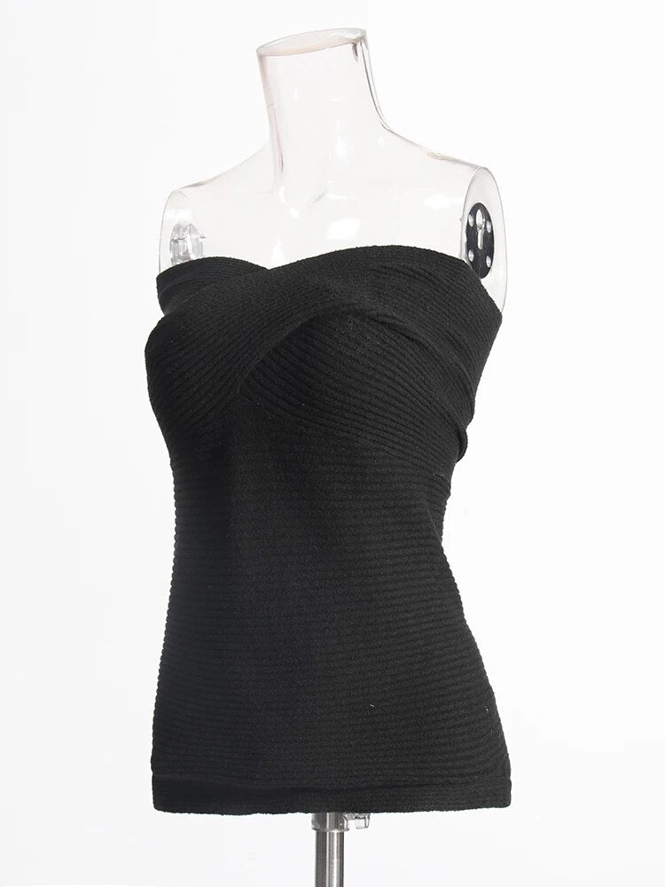 Minimalist Solid Tank Tops For Women Strapless Sleeveless Slim Summer Vest Female Fashion Style Clothing