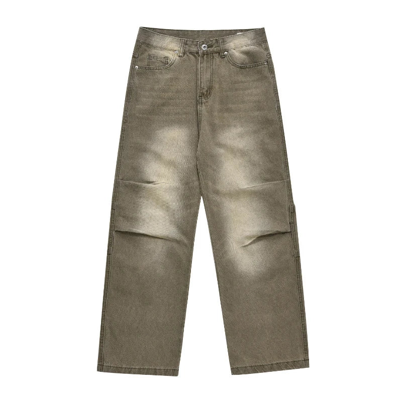 Men's Jeans New American High Street Style Vintage Silhouette Denim Pant Casual Straight Leg Micro Flared Trousers 9W1778