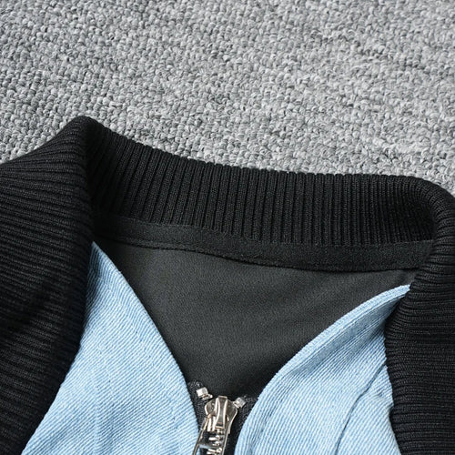 Load image into Gallery viewer, Black Denim Color-block Short Casual Jacket New V-neck Long Sleeve Women Coat Fashion Tide Spring Autumn 2025 CP3514
