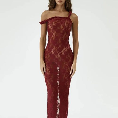 Load image into Gallery viewer, Elegant Sleeveless Lace Patchwork Double Layered Dress Women Long Dress Bodycon Sexy Party Club Evening Dress Vestido
