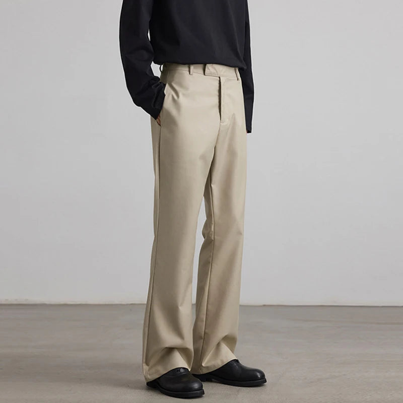 Men's Suit Pants New American Style Micro Flared Stylish Straight Wide Leg Solid Color Trendy Male Causla Trousers 9W1903