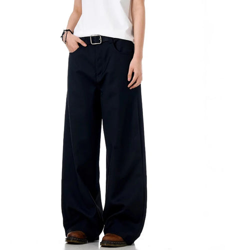 American High Street Men's Casual Pants Loose New Summer Washed Worn-out Straight Wide Leg Stylish Male Bottoms 9W1952