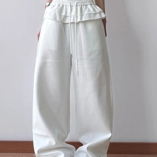 Load image into Gallery viewer, High Elastic Waist Gray Ruffles Drawstring Wide Leg Pants New Trousers Women Fashion Tide Spring Autumn 2025 1DH9617
