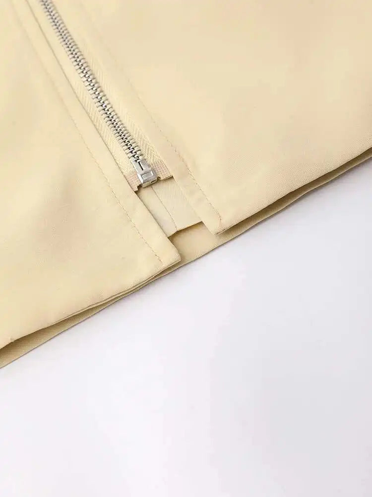Apricot Brief Pocket Big Size Casual Jacket New Lapel Long Sleeve Women Coat Fashion Tide Spring Autumn 2025 CPG1295