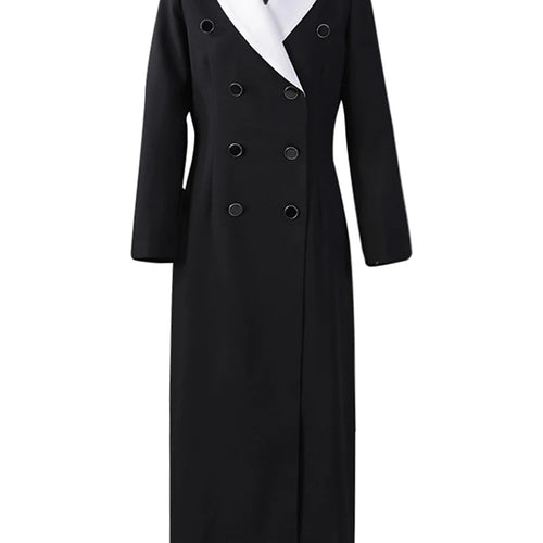 Load image into Gallery viewer, Women Color-block Double Breasted Long Elegant Blazer New Lapel Long Sleeve Jacket Fashion Spring Autumn 2025 7AB6826
