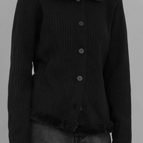 Load image into Gallery viewer, Y2k Aesthetic Fur Patchwork Casual Cardigan Streetwear Stand Neck Vintage Grunge Tops Autumn Single Breasted Harajuku Sweater
