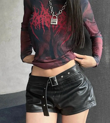 Streetwear T-shirts Women Clothes Long Sleeve Tunic Floral Tees Fashion Korean Camisetas Gauze See Through Y2k Tshirts Crop Tops