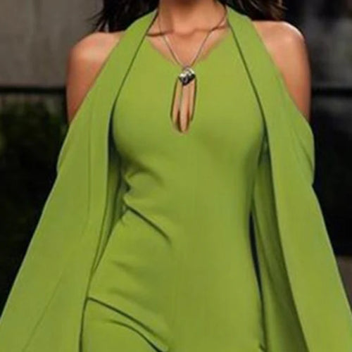 Load image into Gallery viewer, Spring Jumpsuits Woman Elegant Cold Shoulder Batwing Sleeves Summer Green One Pieces Outfit Luxury Casual Jumpsuit
