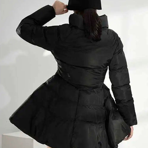 Load image into Gallery viewer, Black Bandage Bow  Cotton-padded Coat Long Sleeve Loose Fit Women Parkas Fashion Tide New Autumn Winter 2025 1DH5282
