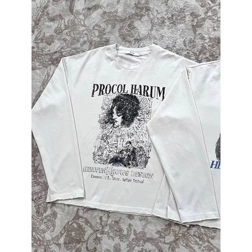Load image into Gallery viewer, Long Sleeve T-Shirts Vintage Letter Print Japanese Harajuku Women Clothing Y2k Grunge Tops Loose Casual Tees Streetwear Female
