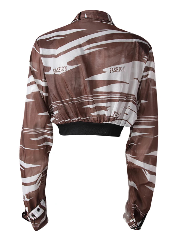 Black Leopard Printed Thin Short Jacket New Stand Collar Long Sleeve Women Coat Fashion Tide Spring Summer 2025 CPG3170