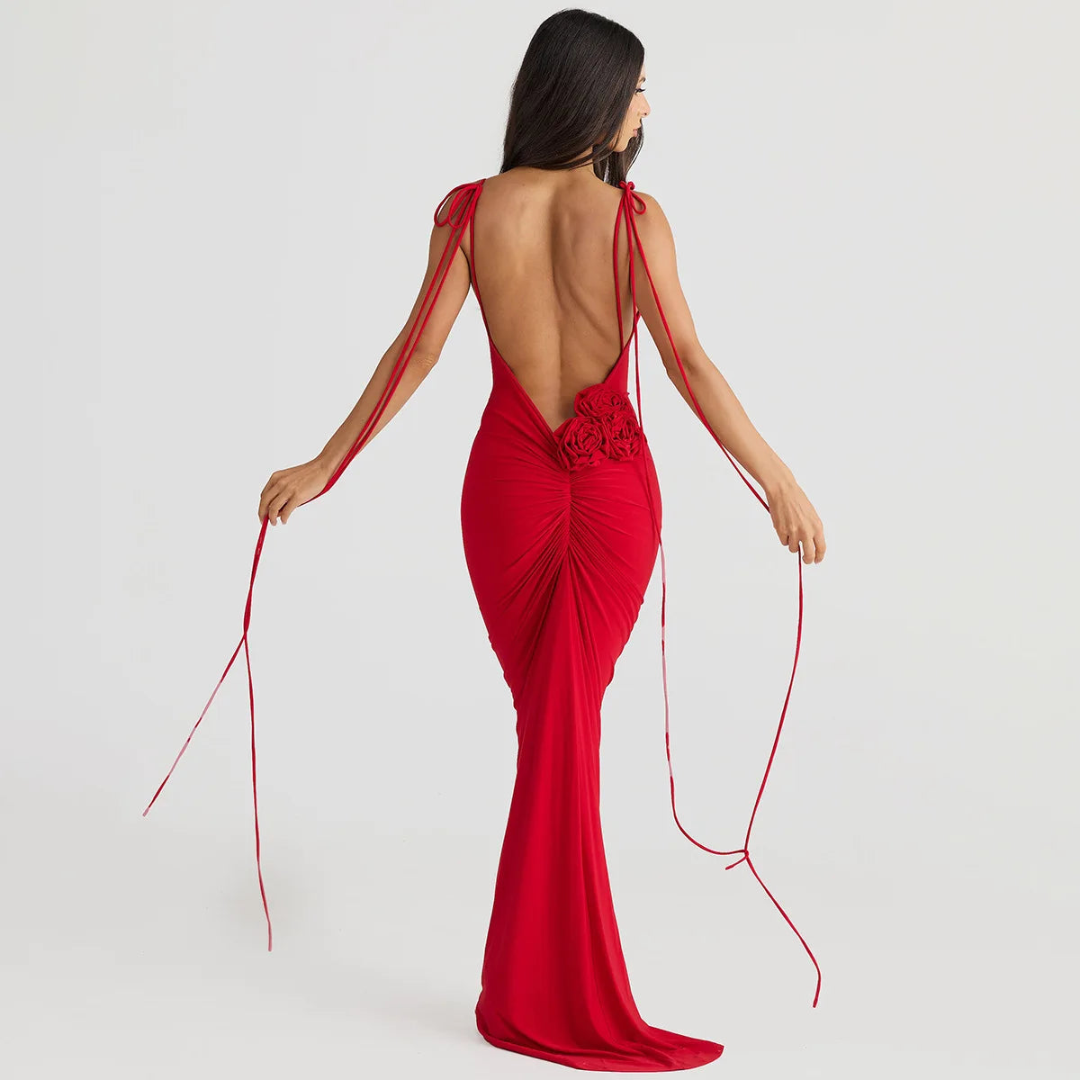 Floral Backless Sexy Maxi Dress Women Fashion Spaghetti Strap Sleeveless Bodycon Club Party Sexy Long Fishtail  Dress