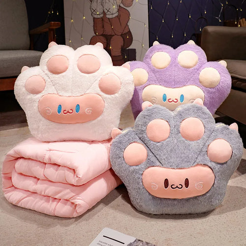 Load image into Gallery viewer, 35*42cm Kawaii Cat Paw Plush Pillow Cushion with Blanket Multifunctional Toys Stuffed Soft Animal Dolls Home Decoration Winter
