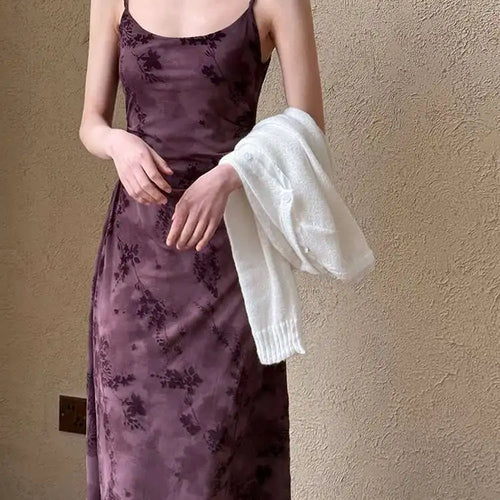 Load image into Gallery viewer, Women Brown Printed Vintage Long Spaghetti Strap Dress New Round Neck Sleeveless Fashion Tide Spring Summer 2025 1DJ0289
