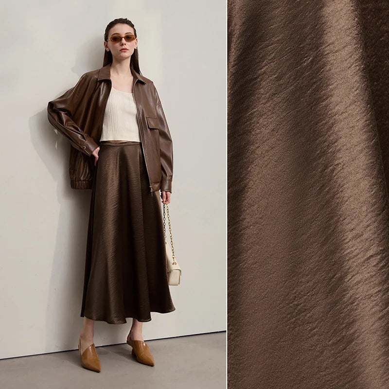 Women's Skirt Loose Long A-skirt Satin Skirts For Women 2025 Autumn New Minimalist Solid Color Clothing Ladies 12513015