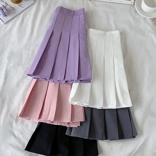 Load image into Gallery viewer, Black Skirt Female Summer High Waist gothic Anti-Glare A-Line Pleated Skirt Short Skirt Purple Ins Tide Ulzzang Skirt
