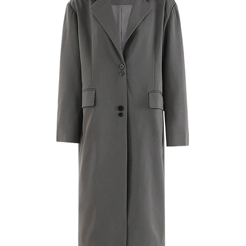 Load image into Gallery viewer, Women Gray Button Design Big Size Long Elegant Blazer New Lapel Long Sleeve Jacket Fashion Tide Spring Autumn 2025 CPDB250
