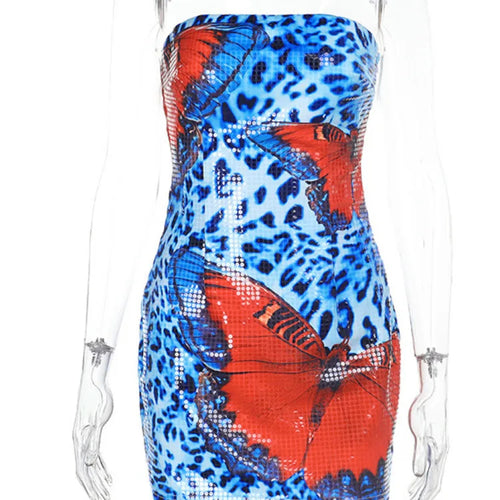 Load image into Gallery viewer, Sequins Off-shoulder Sexy Mini Dress Women Summer New Strapless Sleeveless Backless Beach Vacation Club Party Dress
