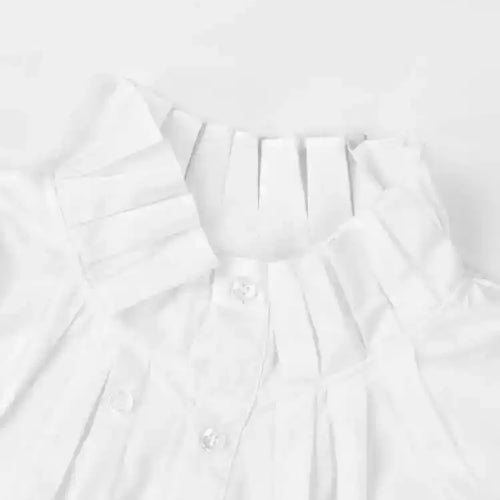 Load image into Gallery viewer, Women White Pleated Big Size Irregular Blouse New Stand Collar Long Sleeve Shirt Fashion Spring Autumn 2025  1DE395100
