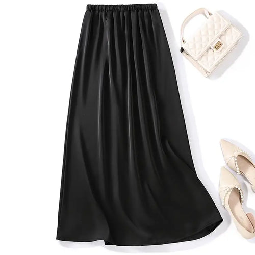 Load image into Gallery viewer, French Retro Solid Elegant Women Bandage Long Skirts Korean Fashion Pleated A-line Skirt Spring Autumn Office Wrapped Hip Skirt
