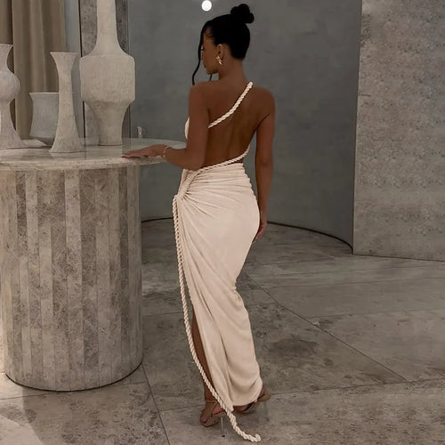 Load image into Gallery viewer, Off-shoulder Thigh High Split Sexy Maxi Dress For Women Fashion Strapless Sleeveless Ruched Bodycon Club Party Dress
