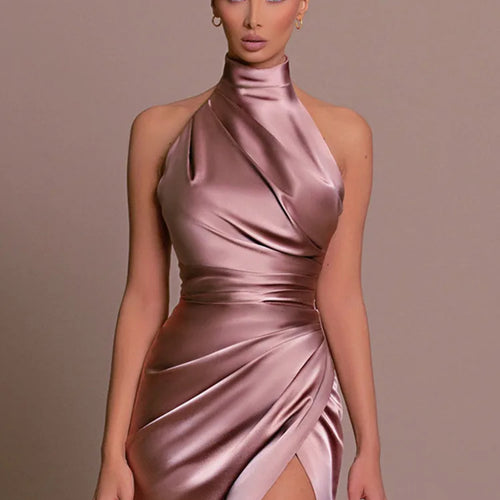 Load image into Gallery viewer, Halter Sleevelessthigh High Split Maxi Dress For Women Fashion Backless Bodycon Sexy Club Party Evening Long Dress
