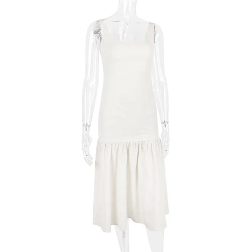 Load image into Gallery viewer, Backless Maxi Fishtail Dress For Women Gown Fashion Square Collar Sleeveless Loose Pleated Long Dress Elegant Dresses
