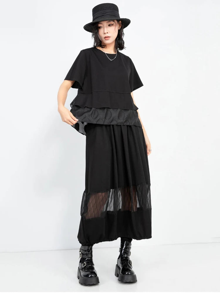 High Elastic Waist Black Mesh Perspective Casual Bud Half-body Skirt Women Fashion Tide New Spring Autumn 2025 1DJ0978