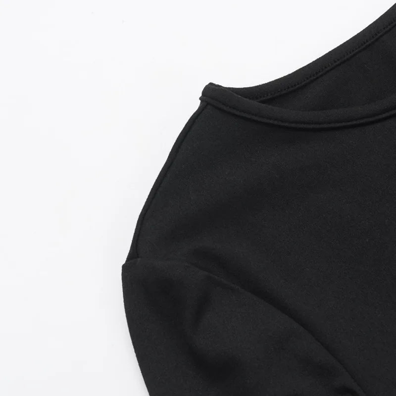 Hollow Out Long Sleeve Sexy Mini Dress For Women Robe Autumn New Black O Neck Club Party Sexy Dress Elegant Clubwear