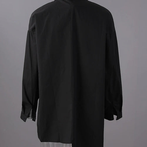 Load image into Gallery viewer, Women Black Topstitched Irregular Big Size Blouse New Lapel Long Sleeve Shirt Fashion Tide Spring Autumn 2025 30A2056
