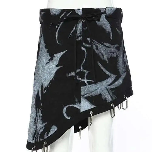 Load image into Gallery viewer, High Waist Black Detachable Irregular Printed Denim Half-body Skirt Women Fashion Tide New Spring Autumn 2025 1DH4523
