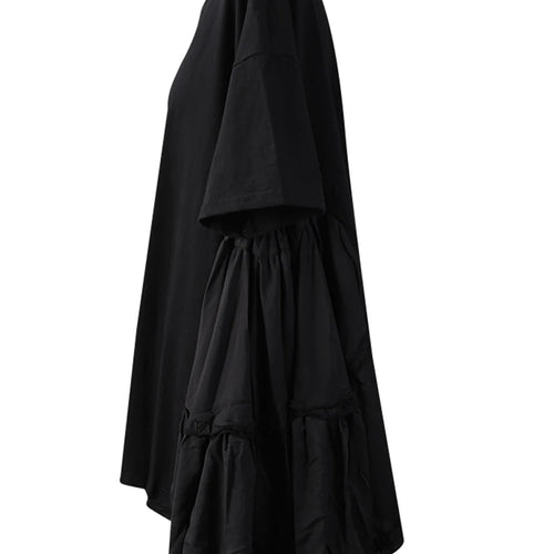 Load image into Gallery viewer, Women Black Ruffles Irregular Big Size Mini Dress New Round Neck Short Sleeve Fashion Tide Spring Summer 2025 1DH9574
