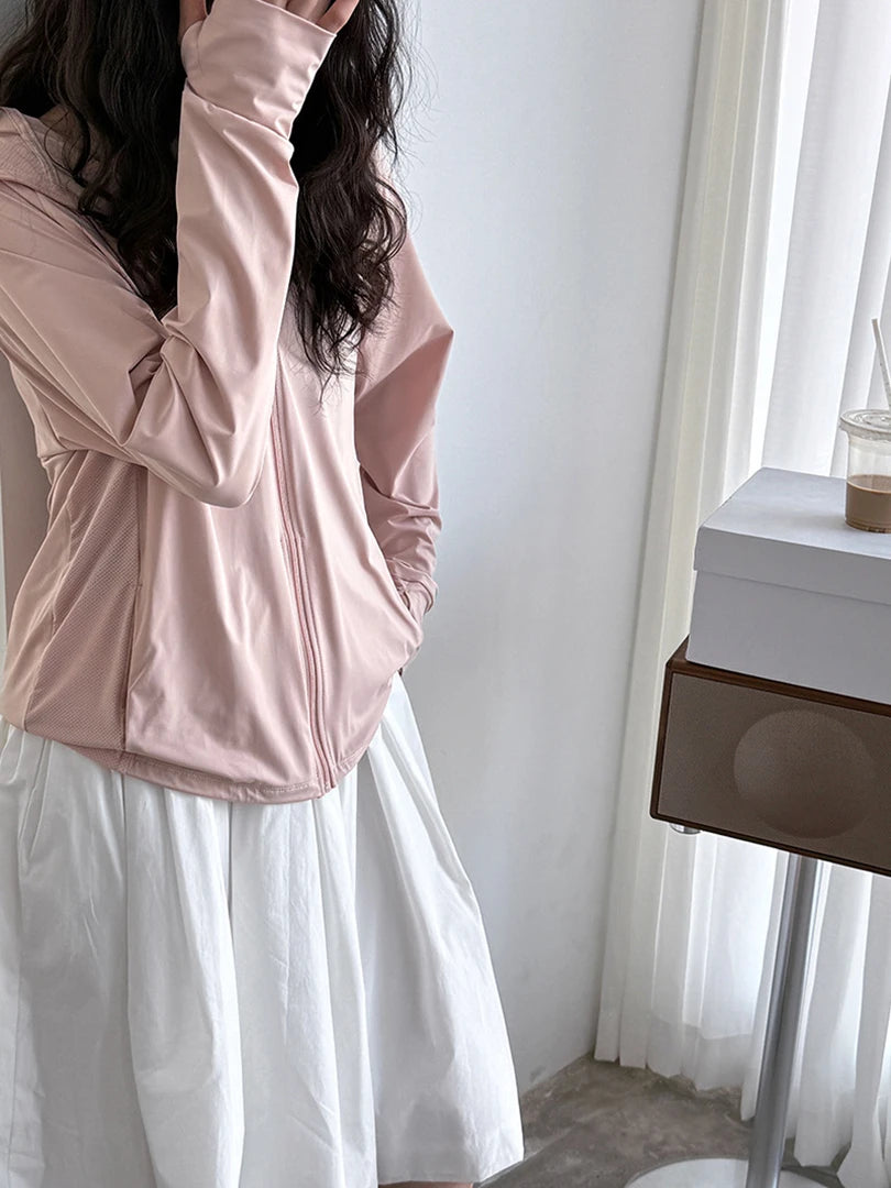 Gray Sunscreen Thin Big Size Casual Jacket New Hooded Long Sleeve Women Coat Fashion Tide Spring Autumn 2025 1DJ1562