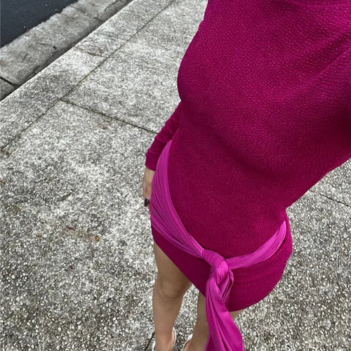 Load image into Gallery viewer, Turtleneck Long Sleeve Sexy Mini Dress For Women Autumn Fashion Ruched Draped Slim Fit Dress Ladies Elegant Dress
