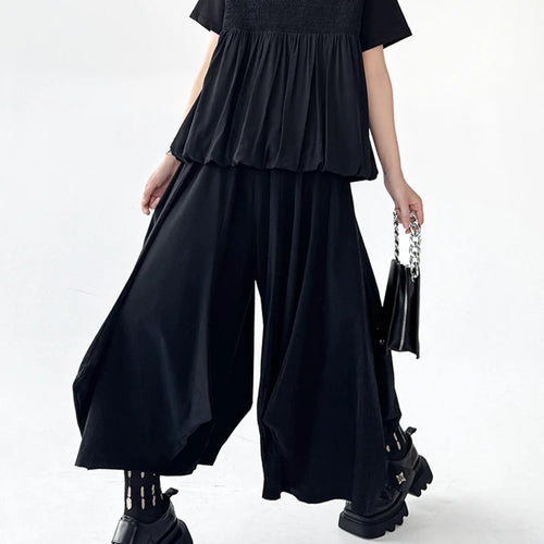 Load image into Gallery viewer, High Elastic Waist Black Brief Shaped Long Wide Leg Pants New Trousers Women Fashion Tide Spring Autumn 2025 1DJ0797
