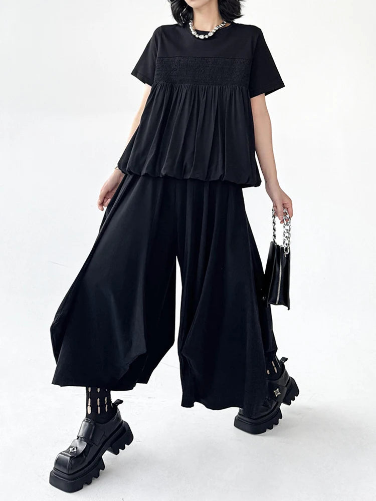 High Elastic Waist Black Brief Shaped Long Wide Leg Pants New Trousers Women Fashion Tide Spring Autumn 2025 1DJ0797