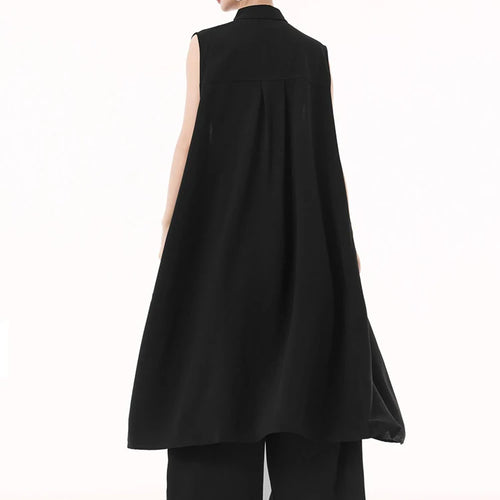 Load image into Gallery viewer, Women Army Green Hollow Out Big Size Midi Casual Dress New Lapel Sleeveless Fashion Tide Spring Summer 2025 1DH9512
