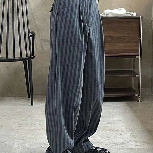 Load image into Gallery viewer, High Waist Gray Striped Pleated Long Casual Pants New Loose Fit Trousers Women Fashion Tide Spring Autumn 2025 1DF4435
