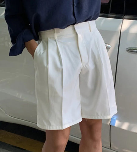 Korean design Summer Men's Shorts Casual Straight Wde Leg Male simple Loose Trousers Solid Color Stylish 9C6348